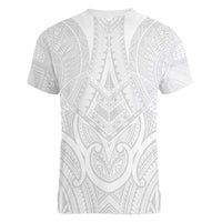 Samoan Traditional Art Tattoos Women V-Neck T-Shirt Tatau Roman Reigns White Color LT03 - Polynesian Pride