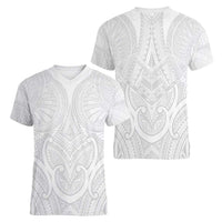 Samoan Traditional Art Tattoos Women V-Neck T-Shirt Tatau Roman Reigns White Color - Polynesian Pride