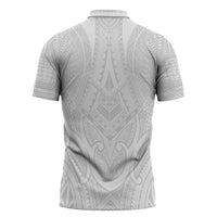Samoan Traditional Art Tattoos Zipper Polo Shirt Tatau Roman Reigns White Color LT03 - Polynesian Pride