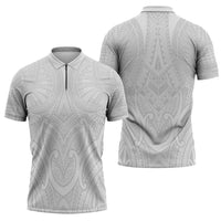 Samoan Traditional Art Tattoos Zipper Polo Shirt Tatau Roman Reigns White Color LT03 - Polynesian Pride