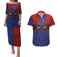 Personalised Samoan DNA-Proud of Samoa Couples Matching Puletasi and Hawaiian Shirt Polynesian Patterns - Polynesian Pride