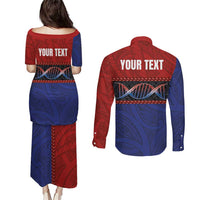 Personalised Samoan DNA-Proud of Samoa Couples Matching Puletasi and Long Sleeve Button Shirt Polynesian Patterns - Polynesian Pride