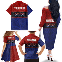 Personalised Samoan DNA-Proud of Samoa Family Matching Off The Shoulder Long Sleeve Dress and Hawaiian Shirt Polynesian Patterns - Polynesian Pride