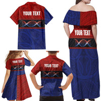 Personalised Samoan DNA-Proud of Samoa Family Matching Off Shoulder Maxi Dress and Hawaiian Shirt Polynesian Patterns - Polynesian Pride