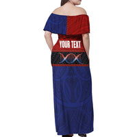 Personalised Samoan DNA-Proud of Samoa Family Matching Off Shoulder Maxi Dress and Hawaiian Shirt Polynesian Patterns - Polynesian Pride