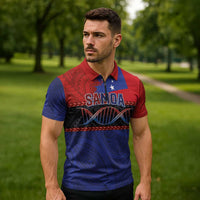 Personalised Samoan DNA-Proud of Samoa Zipper Polo Shirt Polynesian Patterns - Polynesian Pride