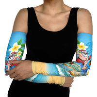 Polynesian Merry Christmas Arm Sleeves Funny Santa with Sea Turtle Beach Plumeria - Polynesian Pride