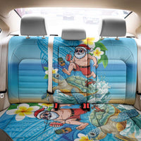 Polynesian Merry Christmas Back Car Seat Cover Funny Santa with Sea Turtle Beach Plumeria - Polynesian Pride