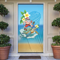 Polynesian Merry Christmas Door Cover Funny Santa with Sea Turtle Beach Plumeria - Polynesian Pride