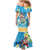 Polynesian Merry Christmas Family Matching Mermaid Dress and Hawaiian Shirt Funny Santa with Sea Turtle Beach Plumeria LT03 - Polynesian Pride