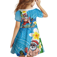 Polynesian Merry Christmas Family Matching Summer Maxi Dress and Hawaiian Shirt Funny Santa with Sea Turtle Beach Plumeria LT03 - Polynesian Pride