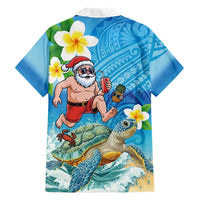 Polynesian Merry Christmas Family Matching Tank Maxi Dress and Hawaiian Shirt Funny Santa with Sea Turtle Beach Plumeria LT03 - Polynesian Pride