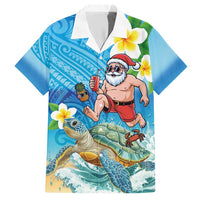Polynesian Merry Christmas Hawaiian Shirt Funny Santa with Sea Turtle Beach Plumeria - Polynesian Pride
