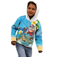 Polynesian Merry Christmas Kid Hoodie Funny Santa with Sea Turtle Beach Plumeria - Polynesian Pride
