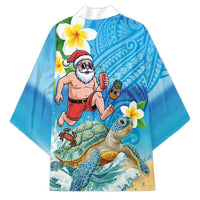 Polynesian Merry Christmas Kimono Funny Santa with Sea Turtle Beach Plumeria - Polynesian Pride