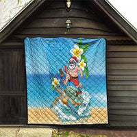 Polynesian Merry Christmas Quilt Funny Santa with Sea Turtle Beach Plumeria - Polynesian Pride