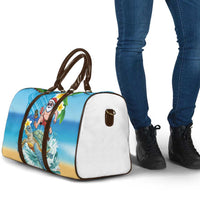 Polynesian Merry Christmas Travel Bag Funny Santa with Sea Turtle Beach Plumeria - Polynesian Pride