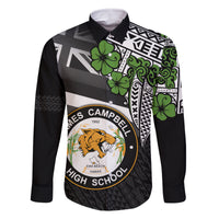 Hawaii James Campbell High School Family Matching Summer Maxi Dress and Hawaiian Shirt Kakau Pattern Black Version LT03 Dad's Shirt - Long Sleeve Black - Polynesian Pride