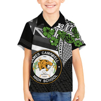 Hawaii James Campbell High School Family Matching Summer Maxi Dress and Hawaiian Shirt Kakau Pattern Black Version LT03 Son's Shirt Black - Polynesian Pride