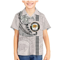 Custom Hawaii James Campbell High School Family Matching Mermaid Dress and Hawaiian Shirt Tribal Kakau Pattern LT03 Son's Shirt White - Polynesian Pride