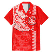 Hawaii Kalani High School Family Matching Mermaid Dress and Hawaiian Shirt Tribal Kakau Pattern LT03 Dad's Shirt - Short Sleeve Red - Polynesian Pride