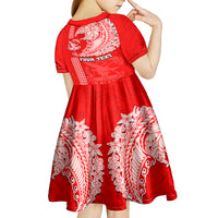 Hawaii Kalani High School Kid Short Sleeve Dress Tribal Kakau Pattern LT03 - Polynesian Pride