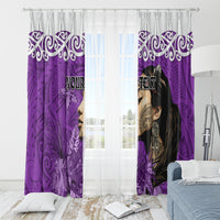 Custom New Zealand Womens Day Window Curtain Traditional Maori Woman Polynesian Pattern Purple Color LT03 - Polynesian Pride