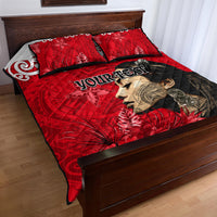 Custom New Zealand Womens Day Quilt Bed Set Traditional Maori Woman Polynesian Pattern Red Color LT03 - Polynesian Pride