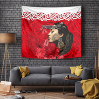 Custom New Zealand Womens Day Tapestry Traditional Maori Woman Polynesian Pattern Red Color LT03 - Polynesian Pride