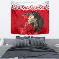 Custom New Zealand Womens Day Tapestry Traditional Maori Woman Polynesian Pattern Red Color LT03 - Polynesian Pride