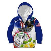 Custom Northern Mariana Islands Commonwealth Covenant Day Kid Hoodie Plumeria Flower Splash Style LT03 Zip Hoodie Blue - Polynesian Pride