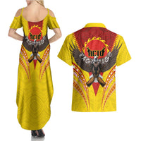 American Samoa Fautasi Race Couples Matching Summer Maxi Dress and Hawaiian Shirt Pago Pago-Aeto Samoan Tattoo and Eagle LT03 - Polynesian Pride
