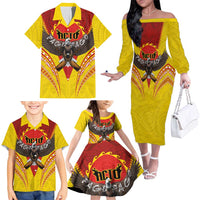 American Samoa Fautasi Race Family Matching Off The Shoulder Long Sleeve Dress and Hawaiian Shirt Pago Pago-Aeto Samoan Tattoo and Eagle LT03 - Polynesian Pride