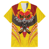 American Samoa Fautasi Race Family Matching Puletasi and Hawaiian Shirt Pago Pago-Aeto Samoan Tattoo and Eagle LT03 Dad's Shirt - Short Sleeve Yellow - Polynesian Pride