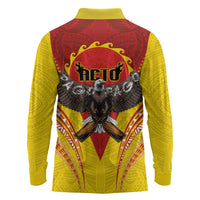 American Samoa Fautasi Race Long Sleeve Polo Shirt Pago Pago-Aeto Samoan Tattoo and Eagle