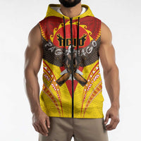 American Samoa Fautasi Race Sleeveless Zip Hoodie Pago Pago-Aeto Samoan Tattoo and Eagle