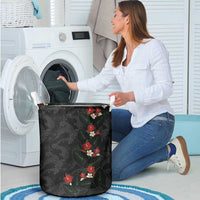 Hawaiian Taro Leaves-Hibiscus and Plumeria Laundry Basket Floral Tribal Tattoo Motif LT03 - Polynesian Pride