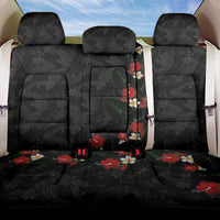Hawaiian Taro Leaves-Hibiscus and Plumeria Back Car Seat Cover Floral Tribal Tattoo Motif LT03 One Size Black - Polynesian Pride