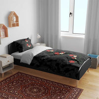 Hawaiian Taro Leaves-Hibiscus and Plumeria Bedding Set Floral Tribal Tattoo Motif