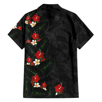 Hawaiian Taro Leaves-Hibiscus and Plumeria Family Matching Long Sleeve Bodycon Dress and Hawaiian Shirt Floral Tribal Tattoo Motif LT03 - Polynesian Pride