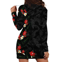 Hawaiian Taro Leaves-Hibiscus and Plumeria Hoodie Dress Floral Tribal Tattoo Motif LT03 - Polynesian Pride