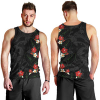 Hawaiian Taro Leaves-Hibiscus and Plumeria Men Tank Top Floral Tribal Tattoo Motif LT03 - Polynesian Pride