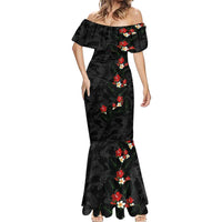 Hawaiian Taro Leaves-Hibiscus and Plumeria Mermaid Dress Floral Tribal Tattoo Motif LT03 - Polynesian Pride