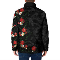 Hawaiian Taro Leaves-Hibiscus and Plumeria Padded Jacket Floral Tribal Tattoo Motif LT03 - Polynesian Pride