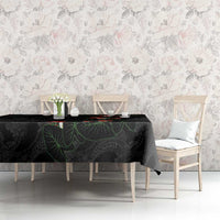 Hawaiian Taro Leaves-Hibiscus and Plumeria Tablecloth Floral Tribal Tattoo Motif