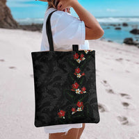 Hawaiian Taro Leaves-Hibiscus and Plumeria Tote Bag Floral Tribal Tattoo Motif LT03 - Polynesian Pride