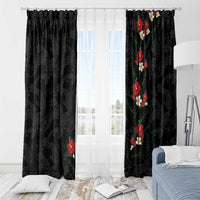 Hawaiian Taro Leaves-Hibiscus and Plumeria Window Curtain Floral Tribal Tattoo Motif LT03 - Polynesian Pride