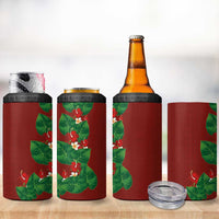 Hawaiian Taro Leaves-Hibiscus and Plumeria 4 in 1 Can Cooler Tumbler Polynesian Art-Kakau Tattoo Red LT03 - Polynesian Pride