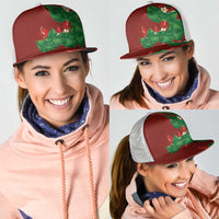 Hawaiian Taro Leaves-Hibiscus and Plumeria Mesh Trucker Cap Polynesian Art-Kakau Tattoo Red