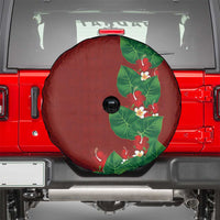 Hawaiian Taro Leaves-Hibiscus and Plumeria Spare Tire Cover Polynesian Art-Kakau Tattoo Red LT03 - Polynesian Pride